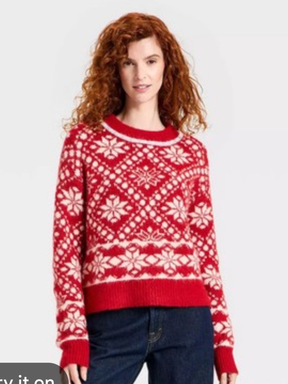 NWT Universal Thread Red Fair Isle Crewneck Sweater